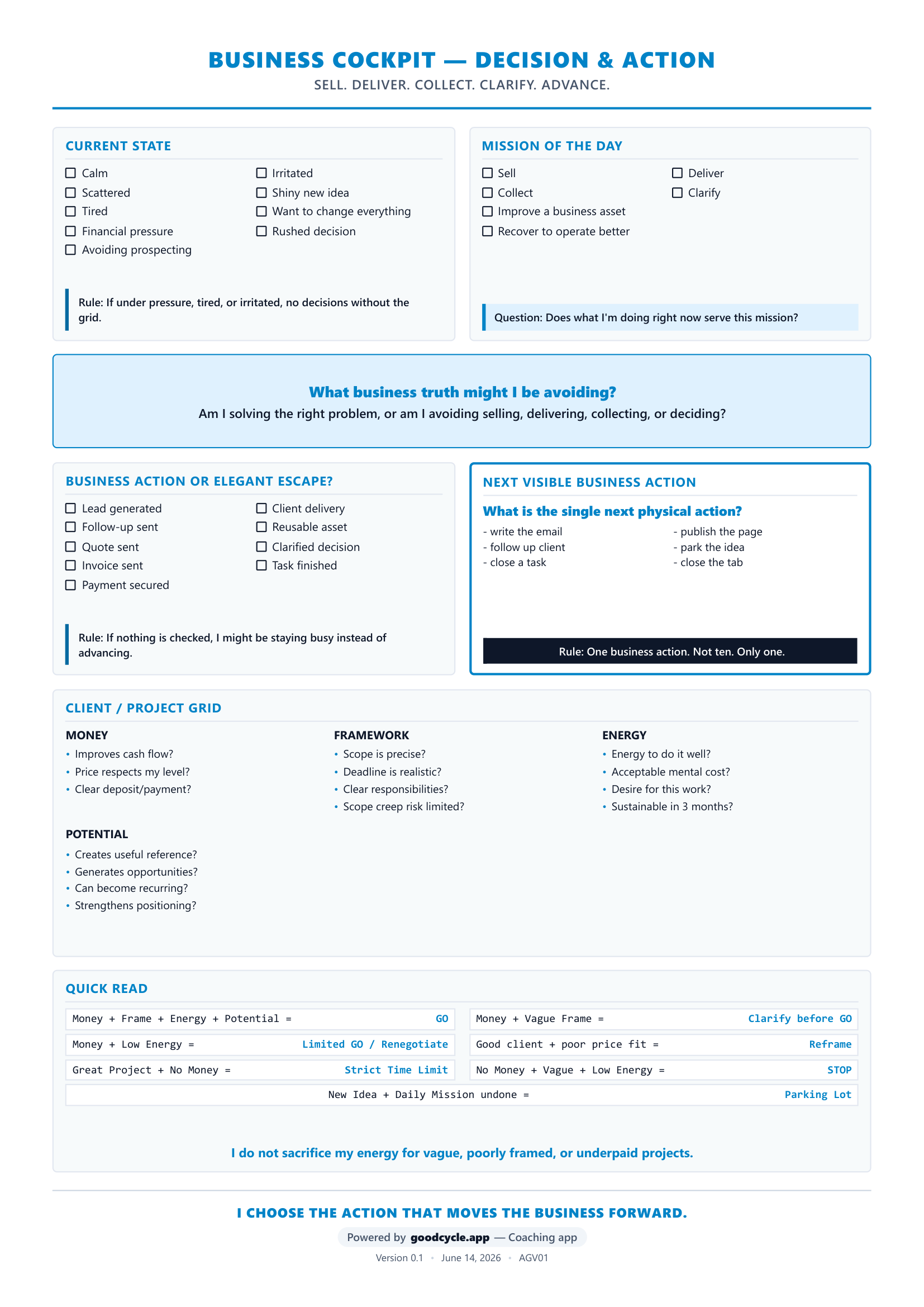 Business growth worksheet — page 1