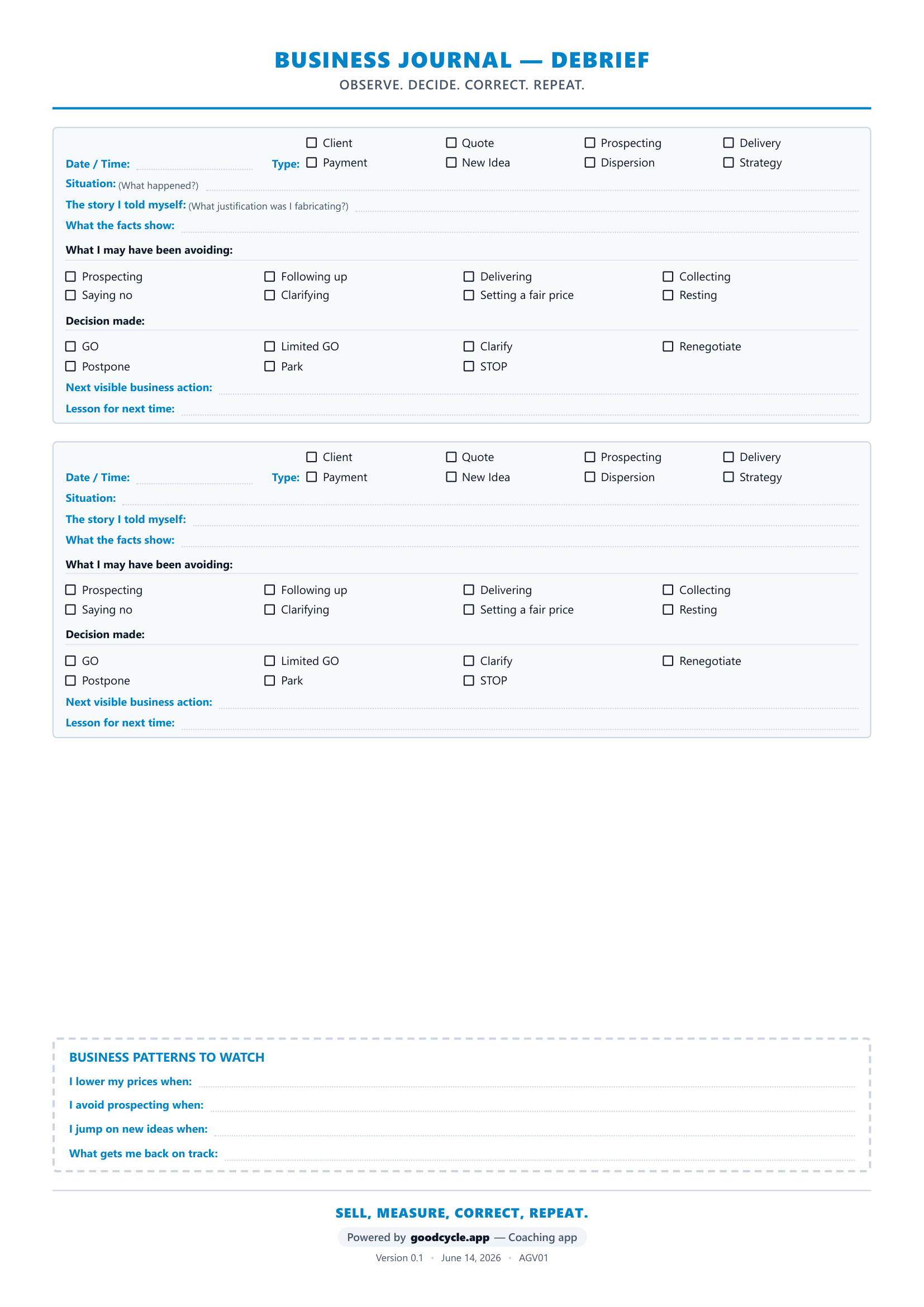 Business growth worksheet — page 2