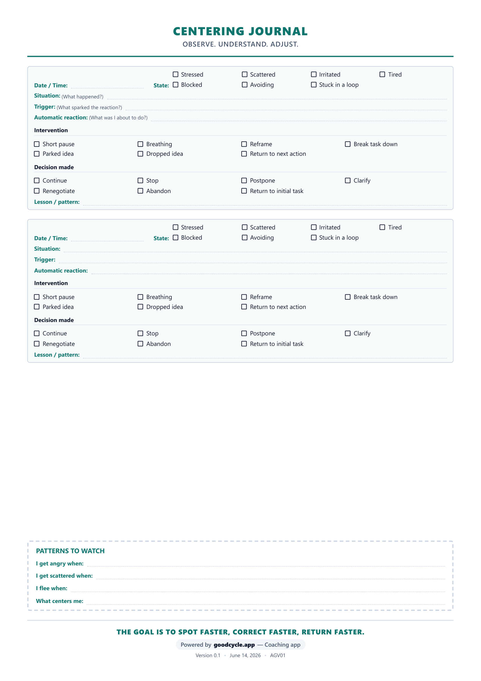 Personal growth worksheet — page 2